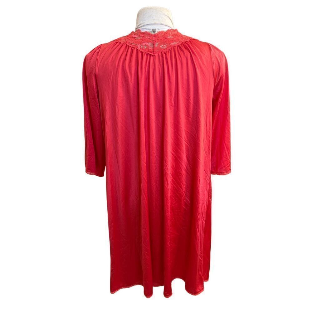 Shadow Line Women’s Nightgown & Robe Set Vtg 2-Pcs Sz. M Red Silky Nylon - Picture 7 of 12